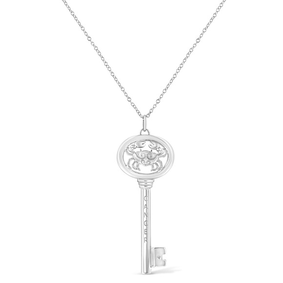 Haus of Brilliance Diamond Accent Cancer Zodiac Key Pendant Necklace 18" - Picture 3 of 6